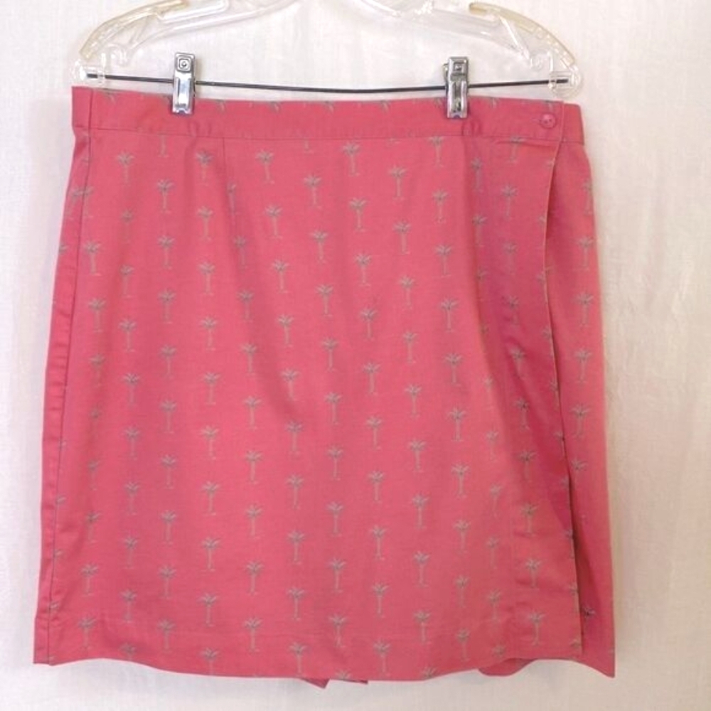 Charter Club Skort Salmon with Green Palm Tree Design Size 16